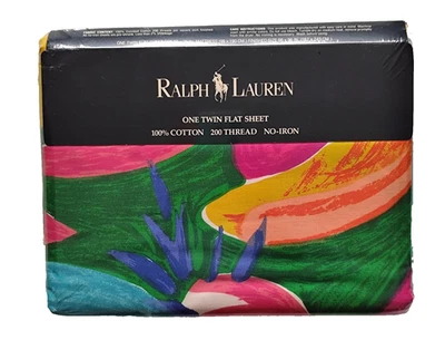 Ralph Lauren Costa Paradiso Cotton Twin Sheet Abstract Multicolor Cottage - Image 1 of 4