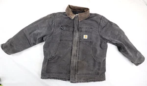 VTG Carhartt Jacket Men's 50 Regular Black Chore Coat Collared Grunge Workwear - Picture 1 of 15
