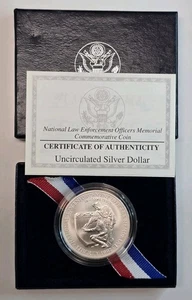 1997-P Dollaro Argento Commemorativo Ufficiali Forze dell'Ordine con OGP COA - Foto 1 di 3