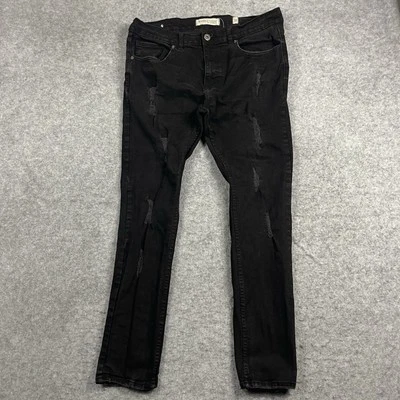 Evolution In Design Jeans Mens 38xx32 Black Distressed Skinny Straight Denim - Image 1 of 4