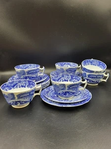 Vintage Spode Blue italienisches Teeservice, 6 Trios - Tassen, Untertassen und Beilagenteller - Bild 1 von 23