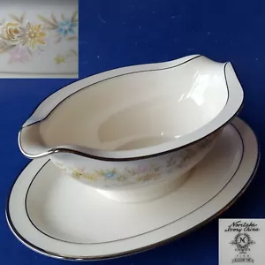 Noritake Ivory China Japan 7150 'Blossom Time' Gravy Boat w/Attached Underplate - Picture 1 of 11