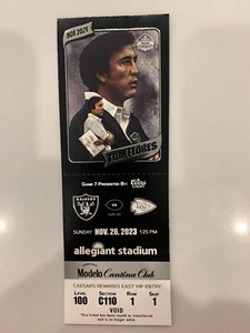 LAS VEGAS RAIDERS vs KANSAS CITY CAPIS NOV 26,2023 BIGLIETTO HALL OF FAME STUB - Foto 1 di 2