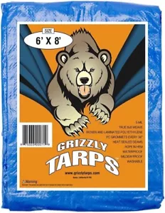 Grizzly Tarps by 6' X 8' Large Multi-Purpose Waterproof Heavy Duty Poly Tarp wi - Picture 1 of 4