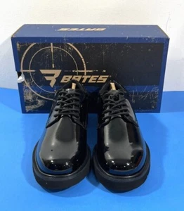 NIB 7 MEDIUM WOMEN'S BATES E22741 HIGH GLOSS DUTY OXFORD SHOES BLACK - Picture 1 of 7