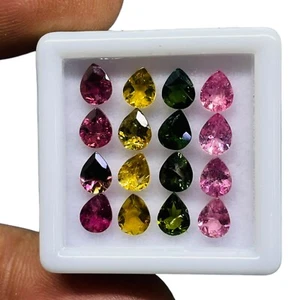 16 Pcs Natural Tourmaline 5x4mm Pear Cut Loose Untreated Gemstones Lot 5.00 Cts - Picture 1 of 8