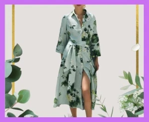 NWTZARA FLORAL SHIRTDRESS WITH LONG SLEEVES ZW COLLECTION - Picture 1 of 8
