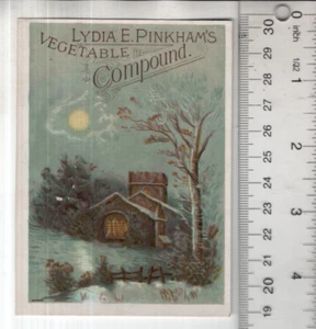 Tarjeta comercial victoriana paisaje compuesto vegetal Lydia Pinkham's 4"x3" VTC-XD47 - Imagen 1 de 2