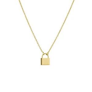 14K Gold Plated Brass Padlock Choker Minimalist Women Necklace - Picture 1 of 9