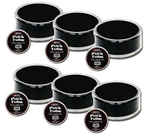 (6) BCW Round Hockey Puck Display Tubes Cover