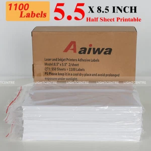 1100 Shipping Labels 8.5" x 5.5" Half Sheets Blank Self Adhesive 2 Per Sheet - Picture 1 of 11