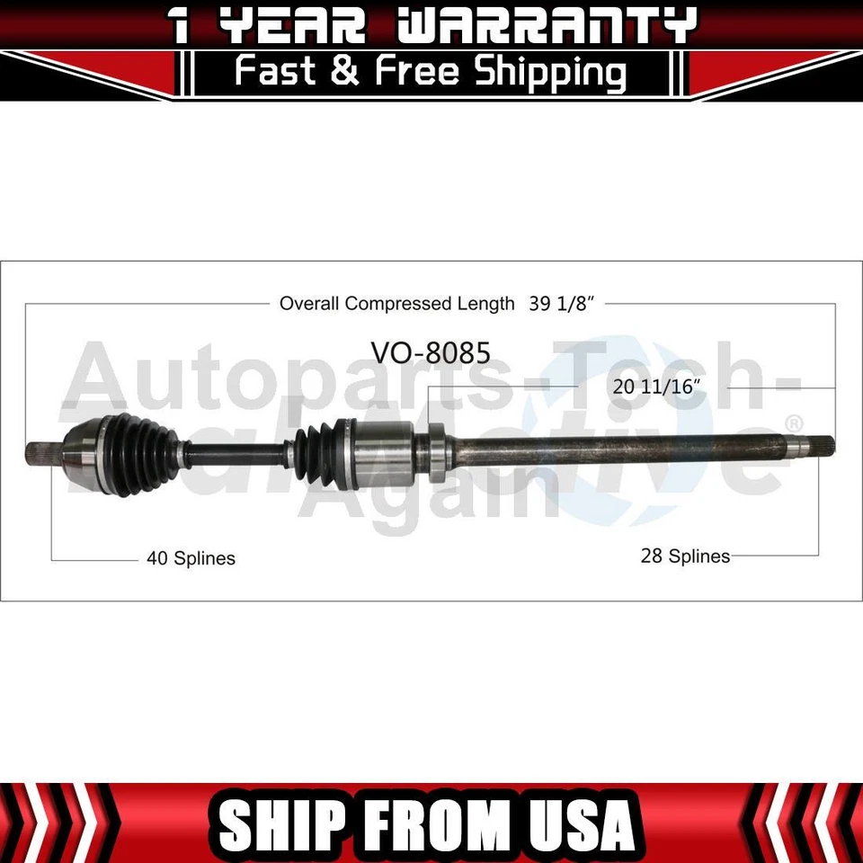 Eje articulado CV pasajero delantero compatible con Volvo S80 2007 2008 2009 2010 2011 2012 Foto 1 de 1