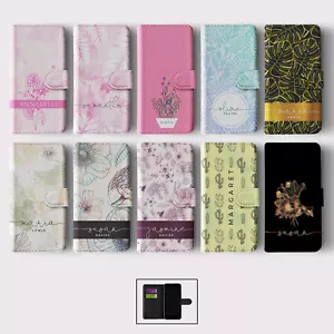 PERSONALISED FLIP WALLET PHONE CASE FOR IPHONE 15 14 13 12 AESTHETIC MINIMALIST - Picture 1 of 12