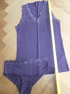 Mey 34 36 XS S Garnitur Unterhemd + Slip SPITZE lila violett viola TOP w.NEU - Bild 1 von 13