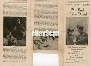 Folleto raro de película silenciosa de la Primera Guerra Mundial al final del camino (1919) películas de salud pública con pérdida - Imagen 1 de 4