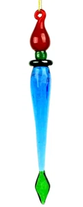 Handmade Solid Stained Glass Multi Colored Christmas Tree Icicle Ornament #I-3 - Picture 1 of 2