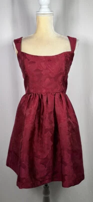 Vestido Anthropologie Sachin Babi Acampanado Línea A 8 Imperio Jacquard Rojo Noche $215 Foto 1 de 4