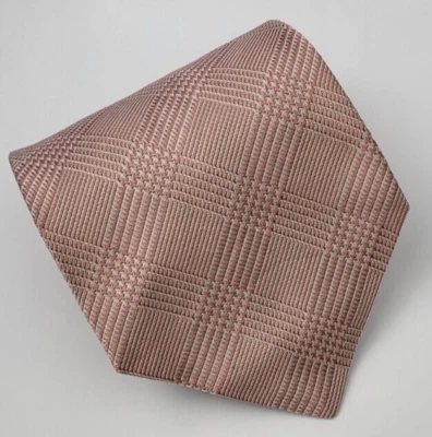 Corbata de seda Paul Fredrick rosa beige a cuadros hombre 56 x 4 Foto 1 de 4