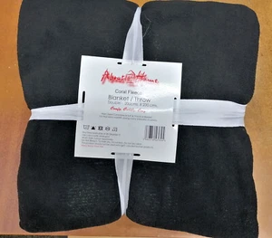 Coperta Grande Divano Letto Getto Morbida Pelliccia Finta Pile Corallo Nero 200x230cm - Foto 1 di 1
