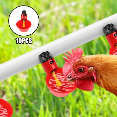 10PCS Automatic Water Cups Poultry Feeder Watering Chicken Duck Quail Drinking - Image 1 of 4
