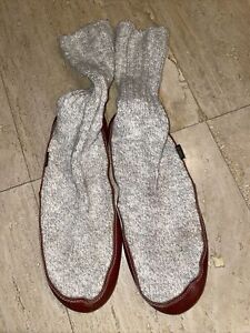 Acorn Cotton Blend Gray Tweed Pull On Slipper Socks M 10.5-11.5