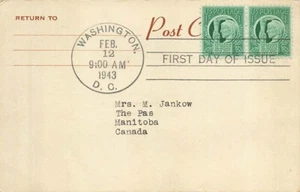 905 1c VIER FREIHEITEN - Postkarte ausländische Direktinvestitionen nach Kanada verschickt - Bild 1 von 2