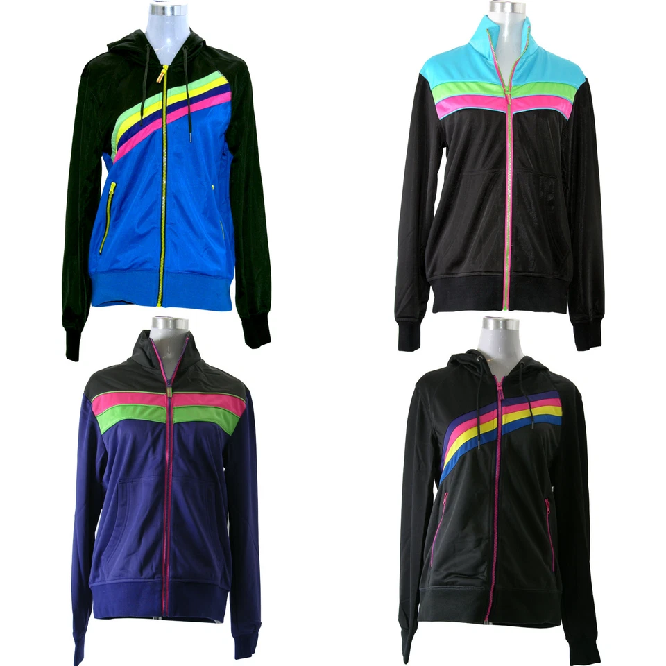 80er Jahre Retro im 1980s Look Damen / Herren Jacke Neon Sportjacke 80er 1980er