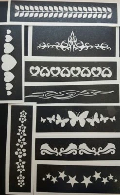 DAZZLE GLITTER TATTOOS Armband Schablonen für Glitzer Tattoos / Airbrush Festivals Lesen Glastonbury