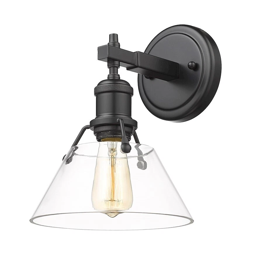Aplique de pared Golden Lighting Orwell 1 luz, negro mate/claro - 3306-BA1BLK-CLR Foto 1 de 1