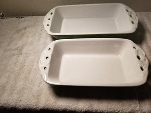 Grün Durchbohrter Griff Keramik Backen Kochen Form Steinzeug 2er Set - Bild 1 von 4