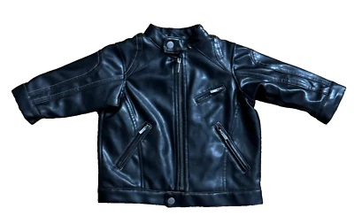 Chaqueta negra Kenneth Cole Reaction niño pequeño 18 meses imitación cuero envejecida Foto 1 de 4