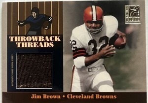 Jim Brown 2006 Donruss Elite Throwback Threads Game Used Jersey 027/100