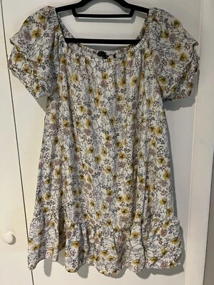 Buffalo David Bitton Floral M Adriella Lined Dress Soft Spring Summer Yellow - Image 1 of 4