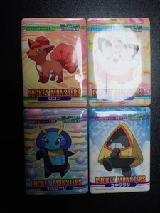 Pokemon Bandai Waterproof Bathroom Menko Card x4 Vulpix Clefairy etc #5656 - Picture 1 of 15