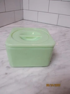 Vintage Jeanette Glas Jadit Deckel Kühlschrank Aufbewahrungsbox 30er Jahre - Bild 1 von 7