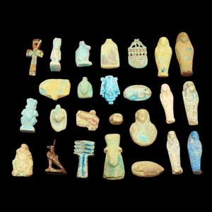 RARO Conjunto de Colección Única 25 Loza Antigua/Piedra de Amuletos del Antiguo Egipto - Imagen 1 de 3