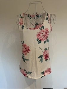 Joules Ladies White With Pink Flowers Vest Top - Picture 1 of 5