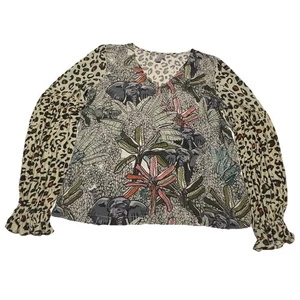 Blusa Anthropologie Blank London Sibley Cuello en V Elefante Estampado Leopardo Mediana - Imagen 1 de 11