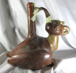 Präkolumbianischer Stil Bildnis Steigbügel Ausguss Gefäß Colima Moche Tier 8" braun - Bild 1 von 7