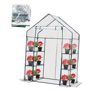 Walk-in Greenhouse Replacement Cover with Roll-Up Zipper Door -28x56x76 inch  - Picture 1 of 8