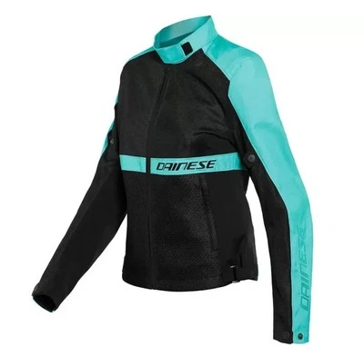 Dainese Ribelle Air Tex Dama Negro y Verde Agua Malla Verano Chaqueta Pequeña Foto 1 de 4