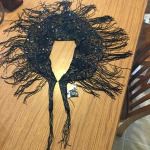black beaded womens cape fancy shawl - Picture 1 of 4