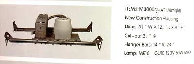 3 Inch New Construction Recessed Housing, IC Rated, GU10 Socket Airtight, 6 Pack - Image 1 of 2