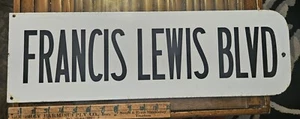1940s Sign Porcelain NYC Street Sign FRANCIS LEWIS New York WHITESTONE QUEENS - Picture 1 of 2