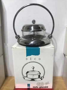 Carlo Giannini Vintage Condiment/Sugar Bowl w/Lid Glass/Stainless Italy - Picture 1 of 13