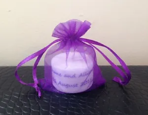 Personalised Candle Tealight Wedding Favours  in Cadbury Purple (Set of 10) - Picture 1 of 5