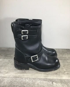 Schwarze Harness Buckle Engineer Reiten Motorrad Damen Leder Stiefel Größe 7,5 - Bild 1 von 10