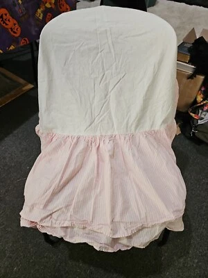 Pottery Barn Kids Nursery Pink Striped Baby Girl Crib Bed Skirit Dust Ruffle - Image 1 of 4