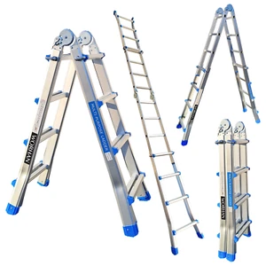 WORHAN® Escalera 414cm Telescopica de 4.14m Multiuso Alu Plegable Tijera L4 - Imagen 1 de 12