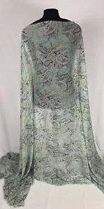 Printed Boho Paisley Design on Crinkled Chiffon With Silver Lurex Stripe Fabric - Picture 1 of 3